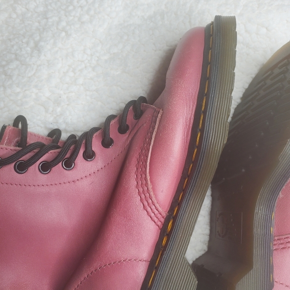 Dr. Martens 1460 Pink Leather Lace Up Chunky Ankle Boots - Picture 9 of 15